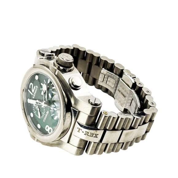 RENATO COLLEZIONI Mens T-REX TITANIUM Watch W/Green Swiss Movement Retro Classic - Picture 2 of 6